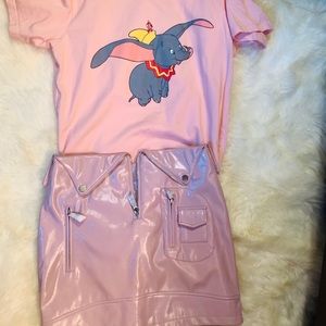 Loewe pink elephant shirt and mini skirt